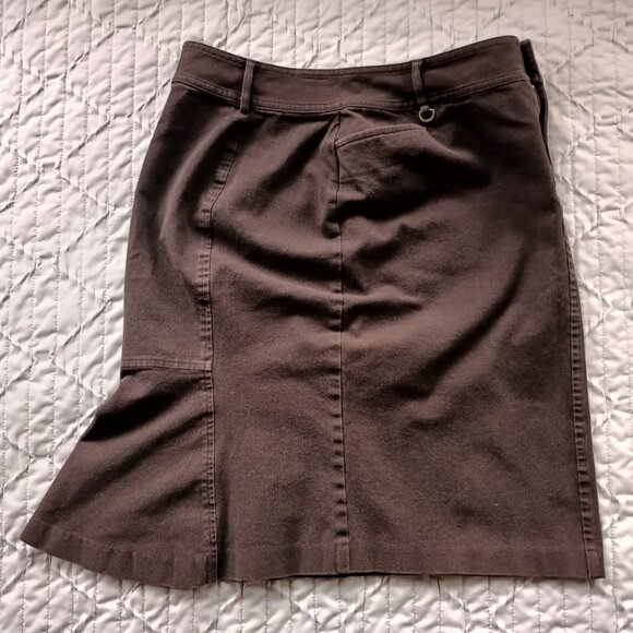 Chaps Brown Cotton Skirt - Size 6 - Stretch Fit - Picture 8 of 9